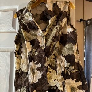 Caribbean Joe Floral Sleeveless Blouse great for your beach Christmas Holiday